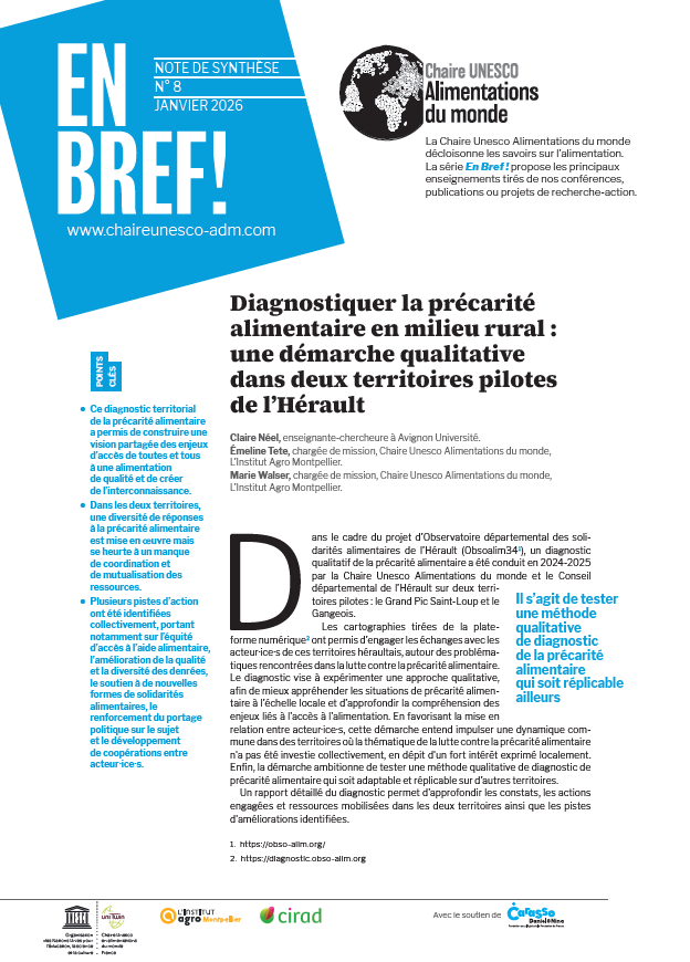 couverture Diagnostiquer la précarité alimentaire en milieu rural : une démarche qualitative dans deux territoires pilotes de l’Hérault