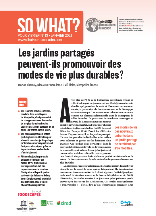 couverture Les jardins partagés peuvent-ils promouvoir des modes de vie plus durables&nbsp;?