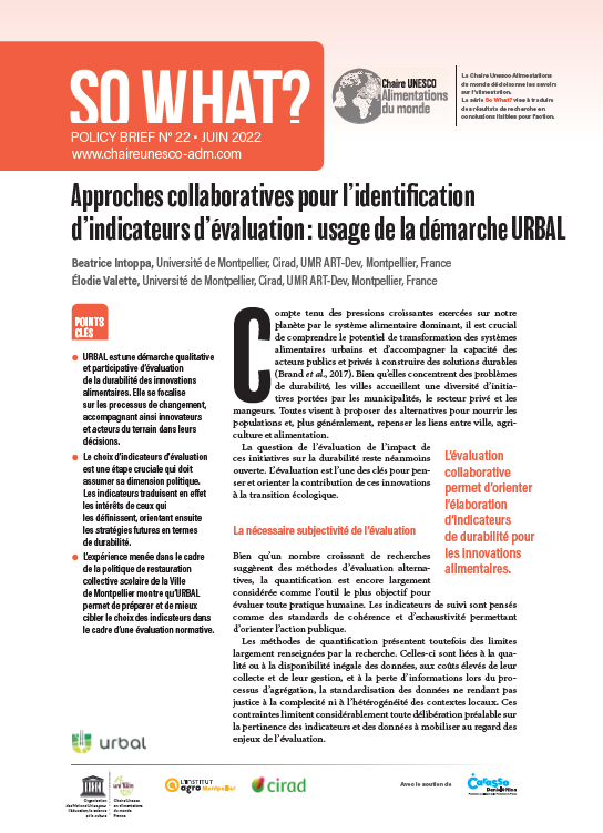 couverture Approches collaboratives pour l’identification d’indicateurs d’évaluation : usage de la démarche URBAL