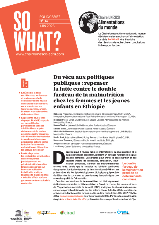 couverture Du vécu aux politiques publiques : repenser la lutte contre le double fardeau de la malnutrition chez les femmes et les jeunes enfants en Éthiopie