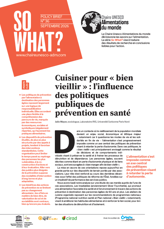 couverture Cuisiner pour «&nbsp;bien vieillir&nbsp;»&nbsp;: l’influence des politiques publiques de prévention en santé