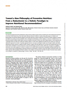Toward a new philosophy of preventive nutrition : from a reductionist to a holistic paradigm to improve nutritional recommendations