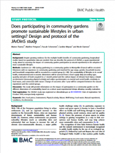Does participating in community gardens promote sustainable lifestyles in urban settings ? Design and protocol of the JArDinS study.