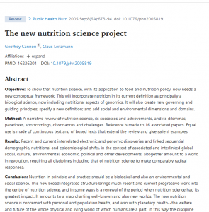 The new nutrition science project