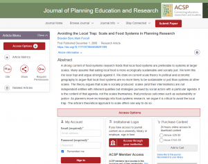 Avoiding the local trap : scale and food systems in planning research